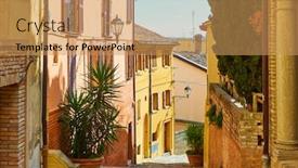  Presentation with street - Cool new PPT layouts with old-colorful-street-in-santarcangelo backdrop and a coral colored foreground