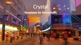  Presentation with commercial development - Beautiful presentation theme featuring old commercials - andorra la vella commercial area backdrop and a coral colored foreground