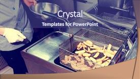  Presentation with cooking chef - Audience pleasing presentation design consisting of old commercials - chef is cooking french fries backdrop and a ocean colored foreground