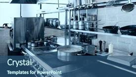  Presentation with kitchen - Audience pleasing PPT layouts consisting of old commercials - professional kitchen interior crock backdrop and a ocean colored foreground