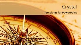  Presentation with compass map - PPT theme featuring old compass on the map background and a yellow colored foreground