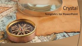  Presentation with vintage compass - Slide deck having old compass on vintage retro background and a coral colored foreground