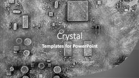  Presentation with blue circuit board solderings - Theme consisting of old-computer-circuit-board-macro background and a gray colored foreground