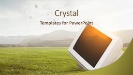  Presentation with monitor computer - Slides featuring old computer monitor mixed media background and a sky blue colored foreground