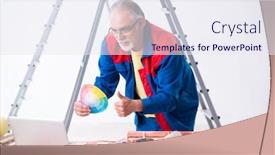  Presentation with home renovation - Theme consisting of old contractor doing renovation at home background and a sky blue colored foreground