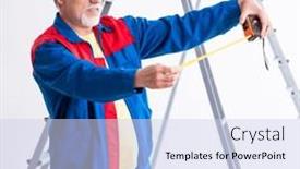  Presentation with home renovation - Slide deck consisting of old-contractor-doing-renovation background and a sky blue colored foreground