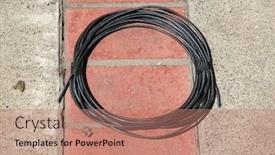  Presentation with plastic industrial - PPT layouts consisting of old-copper-cables background and a coral colored foreground