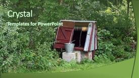  Presentation with water well - Colorful PPT theme enhanced with old countryside water well with a bucket backdrop and a tawny brown colored foreground