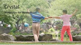  Presentation with couple dance - Amazing PPT theme having old couple dance at outdoor backdrop and a mint green colored foreground