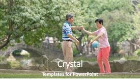  Presentation with couple dance - Audience pleasing theme consisting of old couple dance at outdoor backdrop and a gray colored foreground