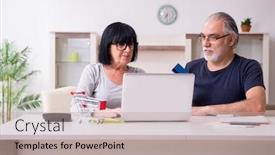  Presentation with old couple - Audience pleasing presentation design consisting of old-couple-doing-the-online backdrop and a mint green colored foreground