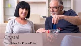  Presentation with old couple - Presentation theme consisting of old-couple-doing-the-online background and a coral colored foreground