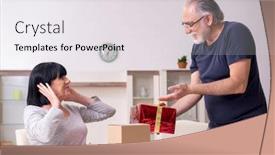  Presentation with old couple - Colorful presentation theme enhanced with old-couple-doing-the-online backdrop and a light gray colored foreground