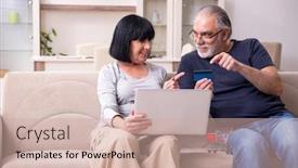  Presentation with old couple - Slide deck enhanced with old-couple-doing-the-online background and a soft green colored foreground