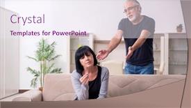  Presentation with old couple - Audience pleasing presentation design consisting of old-couple-having-argument backdrop and a sky blue colored foreground