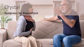  Presentation with old couple - Presentation theme featuring old-couple-having-argument background and a soft green colored foreground