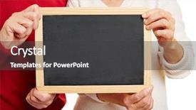  Presentation with old couple - Colorful theme enhanced with old couple holding empty blackboard in their hands backdrop and a dark gray colored foreground
