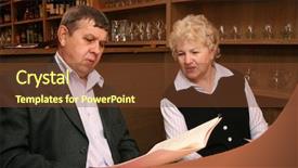  Presentation with old couple - PPT theme consisting of old couple in cafe with big prices background and a tawny brown colored foreground