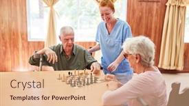  Presentation with geriatric - Theme having old-couple-of-seniors background and a coral colored foreground