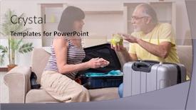  Presentation with old couple - Beautiful PPT layouts featuring old-couple-preparing-for-vacation backdrop and a mint green colored foreground