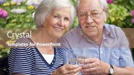  Presentation with old couple - Amazing PPT theme having old-couple-sitting backdrop and a coral colored foreground