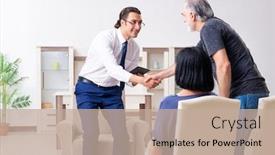  Presentation with psychiatrist - Beautiful presentation theme featuring old couple visiting psychiatrist doctor backdrop and a mint green colored foreground