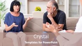  Presentation with old couple - Presentation theme consisting of old-couple-visiting-psychiatrist-doctor background and a coral colored foreground
