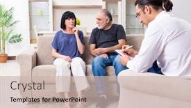  Presentation with old couple - Presentation having old-couple-visiting-psychiatrist-doctor background and a soft green colored foreground