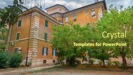  Presentation with rome - PPT theme enhanced with old-courtyard-in-rome-italy background and a tawny brown colored foreground
