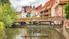  Presentation with bridge - Beautiful presentation theme featuring old covered bridge over pegnitz backdrop and a coral colored foreground