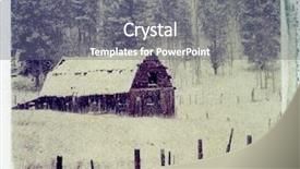  Presentation with rocky mountains - Theme consisting of old cow barn in snow background and a gray colored foreground