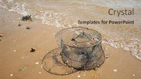  Presentation with cage - Colorful PPT theme enhanced with old-crab-cage-with-foam backdrop and a mint green colored foreground
