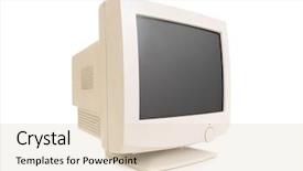  Presentation with old - Presentation featuring old crt monitor over white background and a lemonade colored foreground