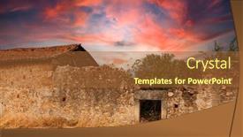  Presentation with old house - Beautiful PPT theme featuring old-damaged-house backdrop and a red colored foreground