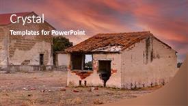  Presentation with old house - Colorful theme enhanced with old-damaged-house backdrop and a red colored foreground