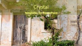  Presentation with earthquake - Beautiful presentation theme featuring old damaged houses in assos by the earthquake from 1953 backdrop and a tawny brown colored foreground