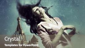  Presentation with waves red - PPT theme consisting of old dance - happy woman waves long hair background and a gray colored foreground