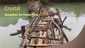  Presentation with cao - Theme with old-dangerous-abandonned-bamboo-bridge background and a tawny brown colored foreground