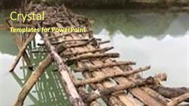  Presentation with crossing bridge - Slide set featuring old-dangerous-abandonned-bamboo-bridge background and a tawny brown colored foreground