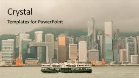 Presentation with boats - Beautiful slide deck featuring old days - hong kong skyline with boats backdrop and a lemonade colored foreground
