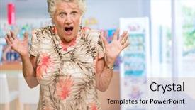  Presentation with honolulu senior - Presentation design with old days - portrait of shocked senior woman background and a coral colored foreground