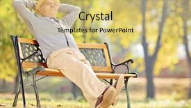  Presentation with bench vise - Theme enhanced with old days - senior gentleman sitting on bench background and a yellow colored foreground