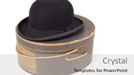  Presentation with hat - Colorful presentation enhanced with old-derby-hat-resting backdrop and a light gray colored foreground