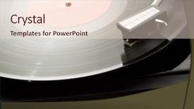  Presentation with record player - Slides with old design - vintage record player with spinning background and a lemonade colored foreground