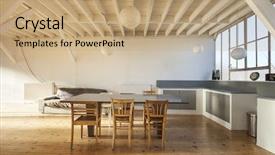  Presentation with wide - Beautiful PPT layouts featuring old design - wide room of loft beams backdrop and a coral colored foreground