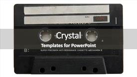  Presentation with cassette - Colorful slides enhanced with old dirty cassette isolated backdrop and a dark gray colored foreground