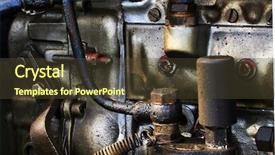  Presentation with diesel engine - Amazing PPT layouts having old dirty diesel engine backdrop and a tawny brown colored foreground