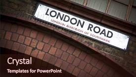  Presentation with old london - Cool new presentation design with old dirty london road sign backdrop and a wine colored foreground