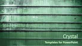  Presentation with old metal sheet roof texture - Presentation design featuring old dirty metal wall green background and a ocean colored foreground
