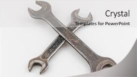  Presentation with old west vintage compass - Cool new slide set with old dirty rusty vintage wrench backdrop and a light gray colored foreground